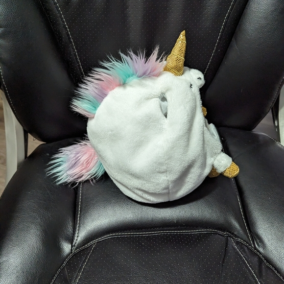 squishable undercover Unicorn Mask. White. rainbow Mane.  gold feet - Picture 4 of 6